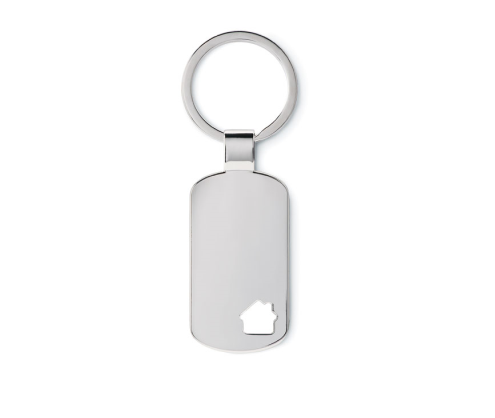 Keyring With House Detail In Silver